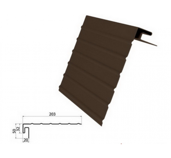 J-фаска ( ветровая, карнизная планка ) коричневая для винилового сайдинга от производителя  Россия по цене 768 р