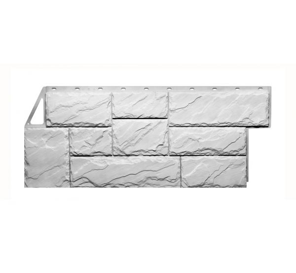 Фасадные панели (цокольный сайдинг) коллекция Камень Крупный - Мелованный белый от производителя  Fineber по цене 606 р