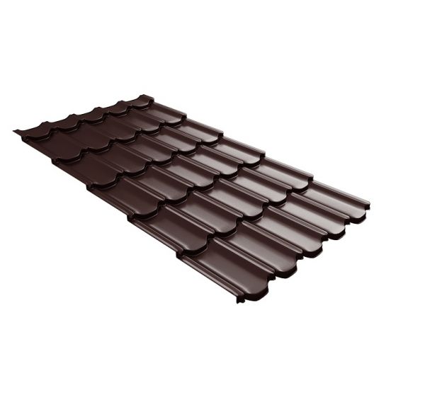 Металлочерепица квинта плюс c 3D резом 0,5 GreenСoat Pural RR 887 шоколадно-коричневый (RAL 8017 шоколад) от производителя  Grand Line по цене 1 427 р