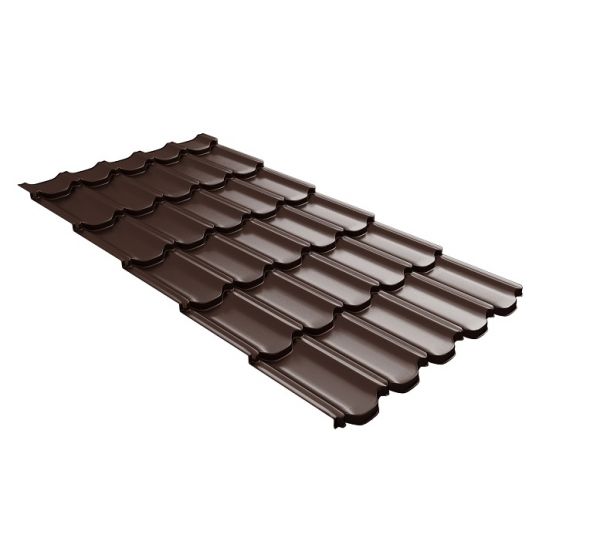 Металлочерепица квинта плюс c 3D резом 0,5 PurLite Мatt RAL 8017 шоколад от производителя  Grand Line по цене 1 143 р