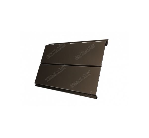 Металлический сайдинг Вертикаль (line) 0,5 Velur20 RR 32 Темно-коричневый от производителя  Grand Line по цене 1 474 р