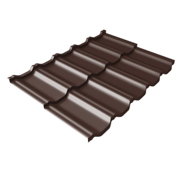 Металлочерепица модульная квинта Uno c 3D резом 0,45 PE RAL 8017 шоколад от производителя  Grand Line по цене 789 р