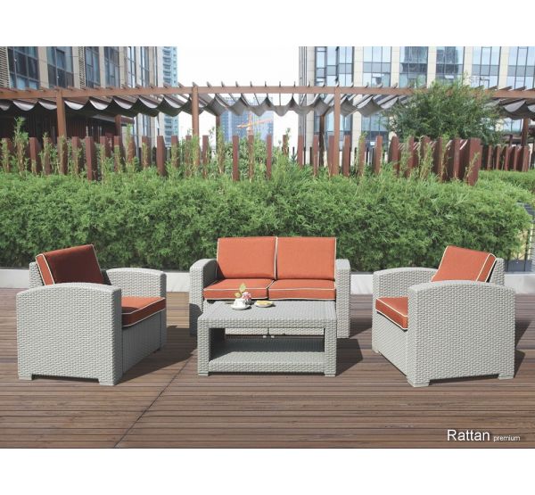 Уличный диваны и кресла Rattan Premium 4 Венге. Подушки оранжевые от производителя  Rattan по цене 97 200 р